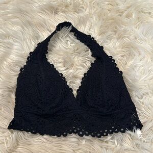 Aero Aeropostale size M black halter neck bra bralette lacy used padding inside